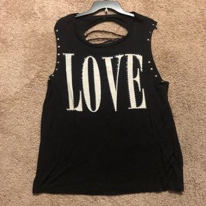 Black tank top with cut outs up the back